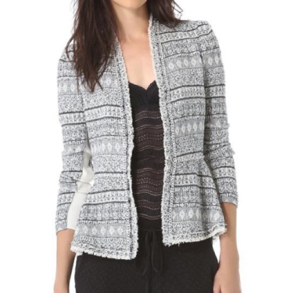 Rebecca Taylor Black and White Textured Blazer